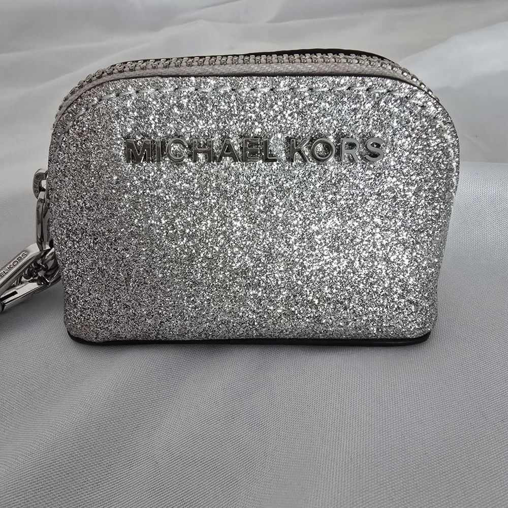 Michael Kors Glitter Silver Key Fob Pouch